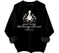 Sorry I'm Late His Timing Not Mine Sudadera Ecclesiastés 3:1 Sudadera con capucha Christian Goose Camisa de manga larga, Negro, XL