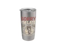 Sorry I'm Late I Didn't Want To Come Cita Bear Vaso térmico de acero inoxidable de doble pared