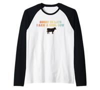 Sorry I'm Late I Saw a Cow Retro Groovy Hombres Mujeres Niños Niñas Camiseta Manga Raglan