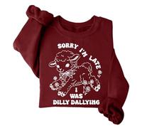Sorry Im Late I Was Dilly Dallying - Sudadera divertida de cordero y oveja Dilly Dally unisex, Burdeos, 3XL