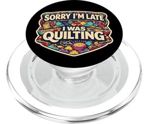 Sorry I'm Late I Was Quilting Funny Quilter Broma Humor Cita PopSockets PopGrip para MagSafe