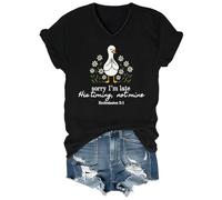 Sorry I'm Late Shirt Sorry Im Late His Timing Not Mine Ecclesiastés 3:1 Camiseta cristiana con versículo bíblico, Negro-vt-1, S