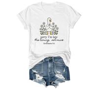 Sorry I'm Late Shirt Sorry Im Late His Timing Not Mine Ecclesiastés 3:1 Camiseta cristiana con versículo bíblico, blanco, XXL