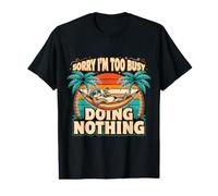 Sorry I'm Too Busy Doing Nothing Lazy Mood Puns Camiseta gráfica económica