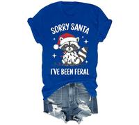 Sorry Santa Ive Been Feral - Camisa divertida con diseño de mapache unisex, azul real, L