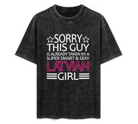 Sorry This Guy Is Already Taken by A Super Smart & Sexy Latvian Girl T-Shirt Mens Black Tees Unisex Shirt L