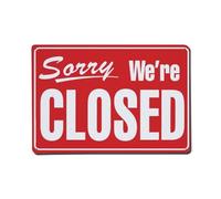 Sorry We're Closed Business Sign, placa de aluminio retro, decoración de pared vintage para casa, bar, garaje y granja, 20 x 30 cm