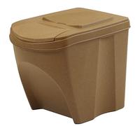 SortiBox - Cubo de basura apilable de reciclaje de plástico Eco con 33% de madera, 25 litros, de reciclaje, color marrón natural, cubo de basura para interiores, casa de cocina