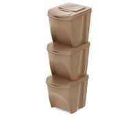 Set de 3 cubos de basura KEDEN SORTIBOX papelera reciclaje, marrón ECO, volumen 3x25L