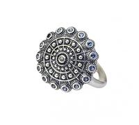 Sortija Charro en Plata de Ley 925m de 18mm. con circonitas azules