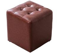 SORVA Taburete Cuadrado pequeño para pies, Taburete otomano con reposapiés Impermeable de Cuero con Marco de Madera Antideslizante, taburetes Modernos para sofá, Escritorio, Oficina, Sala de Estar