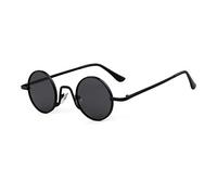 SORVINO Gafas de sol redondas pequeñas retro para hombres y mujeres, estilo vintage John Lennon, marco de metal, Marco negro/lente gris, Small