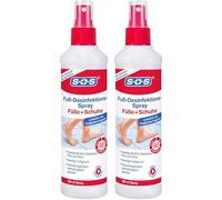 SOS Fuß-Desinfektions-Spray, 2 x 250 ml Sprühflasche, Spray für die Füße zum Schutz vor Fußpilz-Erregern und Bakterien, auch zur Desinfektion von Schuhen und gegen Fußgeruch
