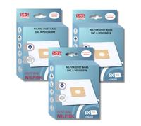 SOS - Juego de 3 cajas de 5 bolsas con 1 filtro pre COUPE/COMPACT/GO/FORCE para aspiradora 78602600, 22422400 NILFISK