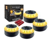 SOS ROAD Connected - Luz de Emergencia con Geolocalización para Coche Homologada DGT 3.0 (Obligatoria) - Baliza v16 con Plan Datos Gratuítos hasta 2038 - Base Magnética - Resistente Agua Polvo (4 uds)