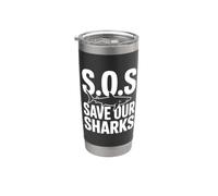 SOS Save Our Sharks Conciencia sobre la conservación marina Vaso térmico de acero inoxidable de doble pared