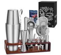 Sosayet 825ml Bostón Coctelera - Cocktail Kit con Soporte - Coctelera Profesional de Acero Inoxidable para Regalos Hombre