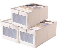 Sosayet - Juego de 3 cajas de almacenamiento para armario, tejidas, con ventana transparente, para ropa, juguetes y libros