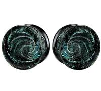 SoScene Sparkle Galaxy - Tapones de cristal doble acampanados, 10mm- 00 gauge, Vidrio, Sin gemas.