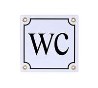 Sosenco - Cartel de inodoro - WC - 12 x 12 cm - Cerámica esmalte - Resistente a la intemperie - Placa de chapa - Placa esmaltada - Placa decorativa - Placa de inodoro - Placa de inodoro