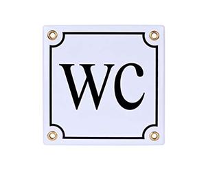 Sosenco - Cartel de inodoro - WC - 12 x 12 cm - Cerámica esmalte - Resistente a la intemperie - Placa de chapa - Placa esmaltada - Placa decorativa - Placa de inodoro - Placa de inodoro