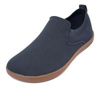 Sosenfer Barefoot Shoes Men - Wide Toe Box Minimalist Sneakers, Hands Free Slip On Zero Drop Cross Trainer, Premium Suede Leather, Non-Slip Lightweight Trail Running Walking Gym, 1712 Azul Oscuro, 41
