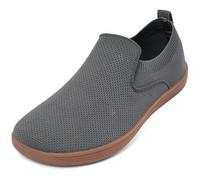 Sosenfer Barefoot Shoes Men - Wide Toe Box Minimalist Sneakers, Hands Free Slip On Zero Drop Cross Trainer, Premium Suede Leather, Non-Slip Lightweight Trail Running Walking Gym, 1712 Gris Oscuro, 43