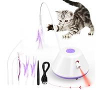 Sosirolo Juguete Interactivo con Plumas para Gatos Interior, Juguete automático electrónico Inteligencia Gatos en Movimiento para Ejercicios, Apto para Gatos Adultos, Recargable (Púrpura)