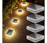 Soslina Luces Solares Exterior 4 Pack, Luz Solar Exterior Jardin IP68 Impermeable, Luces Solares Led Exterior Jardin Auto On/Off Blanco Cálido 2700k