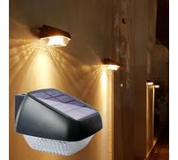 Soslina Luz Solar Exterior, 4 Paquetes de Apliques IP65 Impermeables, Luces LED para Jardín, Focos Solares para Valla, Patio y Escaleras, Blanco Cálido
