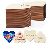 SOSMAR 52 discos de madera de 10 cm para manualidades, corazón de madera, 2 mm, madera de balsa, placa multiplex, para pirograbado, pintura, decoración de cumpleaños, boda, día de San Valentín (forma