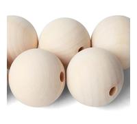 SOSMAR 6 unidades de 60 mm perlas de madera natural con agujero de 10 mm para manualidades, manualidades, decoración, etc.
