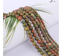 SOSMAR 90 Cuentas de Piedra Natural Unakita 8mm Redondas, Semipreciosas para Pulseras, Collares, Joyería y Manualidades