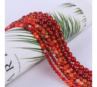 SOSMAR 90 Perlas de Ágata Roja Natural 8mm, Cuentas Redondas para Pulseras del Amor, Regalos Parejas, Joyería y Manualidades