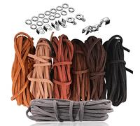 SOSMAR - Cordones de cuero para hacer joyas, 7 rollos de cuero para collares, tiras de cuerda de 3 mm, 35 m, cordones de gamuza para hacer pulseras, atrapasueños, manualidades con extremos de cordón