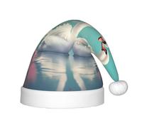 SOSNBK Festive The Swan in Love - Sombrero de Navidad con estampado de cisne para niños, sombrero de Papá Noel de felpa suave, perfecto para las fiestas