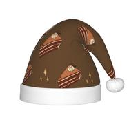 SOSNBK Sombrero festivo de Navidad con estampado de pastel de chocolate para niños, sombrero de Papá Noel de felpa suave, perfecto para las fiestas