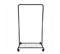 SOSOLOVE Perchero de barra con ruedas, Burro paopa, con Estante de Almacenamiento de Malla Densa, Almacenaje Multifuncional, Fácil de instalar, Resistente y duradero, 2 Frenos, 73x 43 x150 cm, Negro