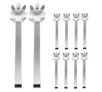 Sosoport 10 Piezas Pinzas Pequeñas de Acero Inoxidable Forma de Mano de Dibujos Animados para Hielo y Aperitivos, Material Resistente y Diseño Compacto para Picnic y Cocina