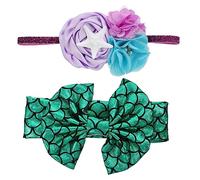 Sosoport 2 Cintas Elásticas Para El Pelo Accesorios Para El Pelo Con Lazos Pequeños De Encaje Diademas Lazos De Sirena Accesorios Para El Pelo De Niña Cinta Para El Pelo Tela