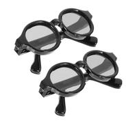 Sosoport 2 Pares Mini Accesorios de Gafas pequeños anteojos de muñeca Montura de minigafas de muñeca vestirse anteojos Mini Accesorios de Gafas de Sol en Miniatura el plastico Negro