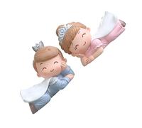 Sosoport 2 Piezas Adornos Principes y Princesas Decoración Adornos De Pastel De Bodas Decoraciones para Hornear De Dibujos Animados Adornos De Pastel De Dibujos Animados Resina