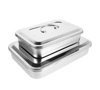 Sosoport 2 Piezas Caja Rectangular de Acero Inoxidable para Médica Resistente Altas Temperaturas Bandeja Portátil con Tapa para Almacenamiento y Esterilización de Instrumentos Quirúrgicos
