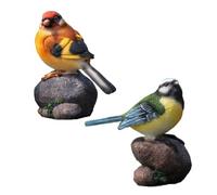 Sosoport 2 Piezas Figuras de Pájaros de Resina Realistas Adornos Decorativos para Jardín y Hogar Escultura Pequeña para Estantería y Escritorio Complementos de Aves Colores Rojo y Azul