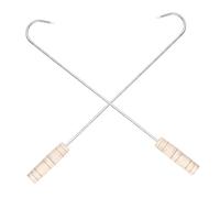 Sosoport 2 piezas Ganchos para Carne de Acero Inoxidable Resistentes y Antióxido para Barbacoa y Cocina Mango para Asar Cerdo y Jamón Utensilios Bbq Duraderos