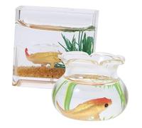 Sosoport 2 Piezas Juguetes para pecera Beto Mini decoración de pecera volcánica Peces Juguete de muñeca Juguetes pequeños Decoraciones de Mesa de Centro de Mesa Vidrio Color Aleatorio