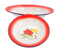 Sosoport 2 piezas Platos de Esmalte Retro para Comida Decorativa Platos Redondos para Snacks Vintage y Durabilidad