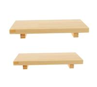 Sosoport 2 Piezas Tabla de Sushi de Madera Caqui, Estilo Japonés | Plato de Servicio Sencillo, Fácil de Lavar y Mantener, Apto para Comida Diaria, Diseño Simple