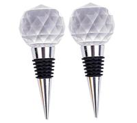Sosoport 2 Piezas Tapones para Botellas de Vino con Bola de Cristal de Cierre Hermético para Conservar Vino Espumoso y Decorativo Accesorios de Preservación Fáciles de Usar y Limpiar