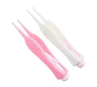 Sosoport 2piezas Pinza Nasal Luminosa Limpiador De Oídos Con Luz Led Visible Herramienta Para Eliminar Cerumen De Plástico Flexible Palillo Led Para Bebés Pequeños Portátil Pila De Botón